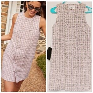 Pomander Place Pink Tweed Mini Dress